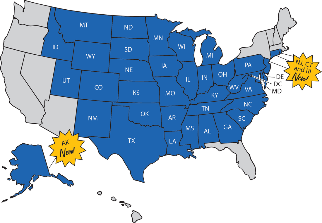 See your state in blue below? We've got you covered - check out our plans and pricing. 
